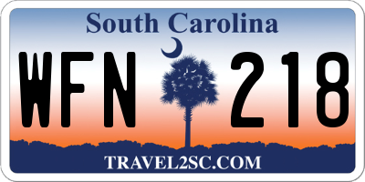 SC license plate WFN218
