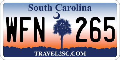 SC license plate WFN265
