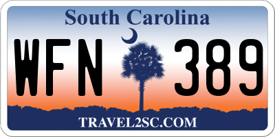 SC license plate WFN389