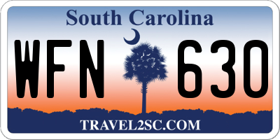 SC license plate WFN630