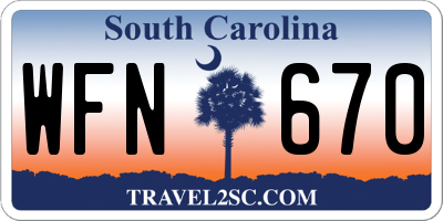 SC license plate WFN670