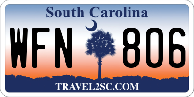 SC license plate WFN806