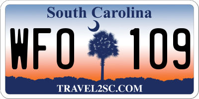 SC license plate WFO109
