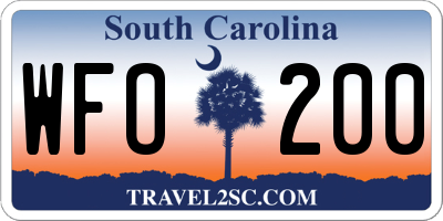 SC license plate WFO200