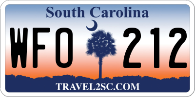 SC license plate WFO212