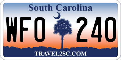 SC license plate WFO240