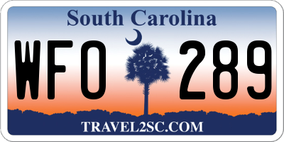 SC license plate WFO289