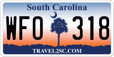 SC license plate WFO318