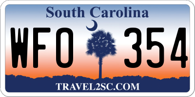 SC license plate WFO354