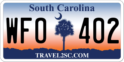 SC license plate WFO402