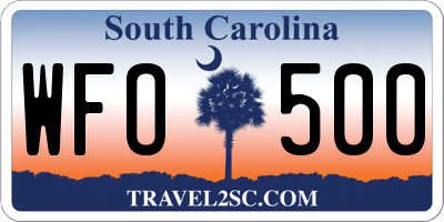 SC license plate WFO500