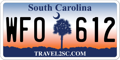 SC license plate WFO612