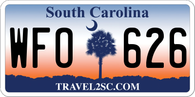 SC license plate WFO626