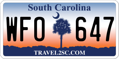 SC license plate WFO647