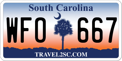 SC license plate WFO667