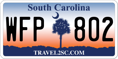SC license plate WFP802