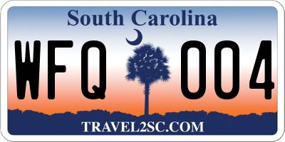 SC license plate WFQ004