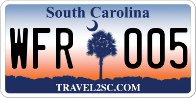 SC license plate WFR005