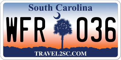 SC license plate WFR036
