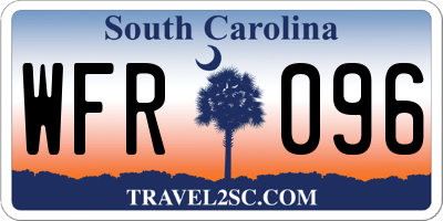 SC license plate WFR096
