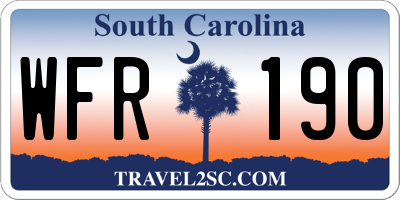SC license plate WFR190