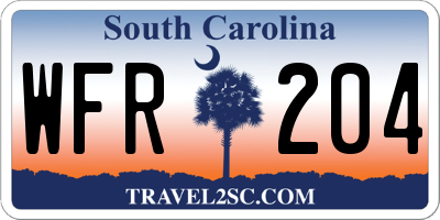 SC license plate WFR204