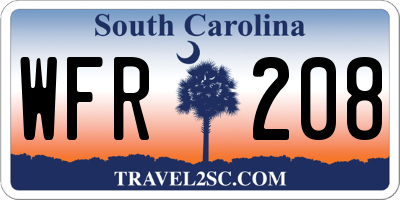SC license plate WFR208