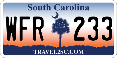 SC license plate WFR233