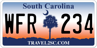 SC license plate WFR234