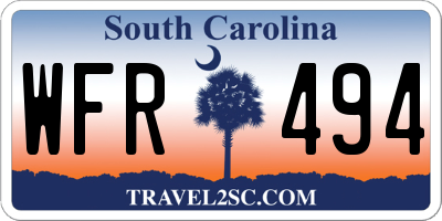 SC license plate WFR494