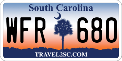 SC license plate WFR680