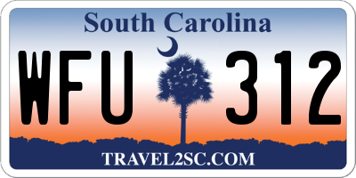 SC license plate WFU312