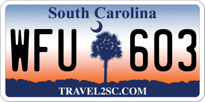 SC license plate WFU603