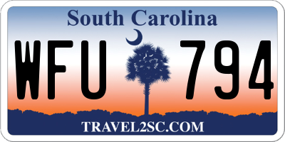SC license plate WFU794