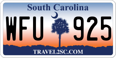 SC license plate WFU925