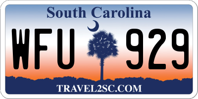 SC license plate WFU929