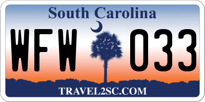 SC license plate WFW033