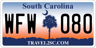 SC license plate WFW080
