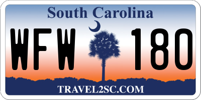 SC license plate WFW180