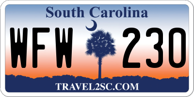 SC license plate WFW230