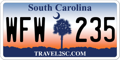 SC license plate WFW235