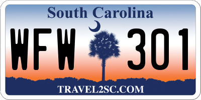 SC license plate WFW301