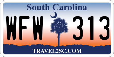 SC license plate WFW313