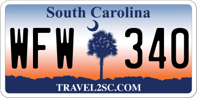 SC license plate WFW340