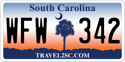 SC license plate WFW342