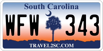 SC license plate WFW343