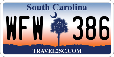 SC license plate WFW386