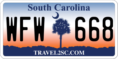 SC license plate WFW668