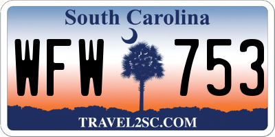 SC license plate WFW753