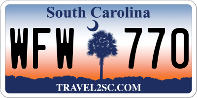 SC license plate WFW770